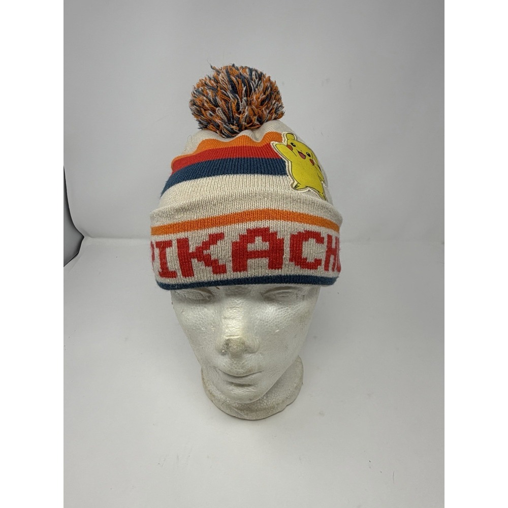 Official Pokémon Pikachu Striped Knit Pom Beanie Hat (2022 Release)